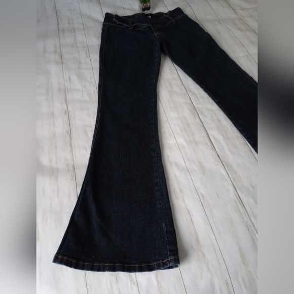 Apollo Jeans women zipper size 7/8 wide  leg  no pockets  color bue  pre owmed - Picture 2 of 10